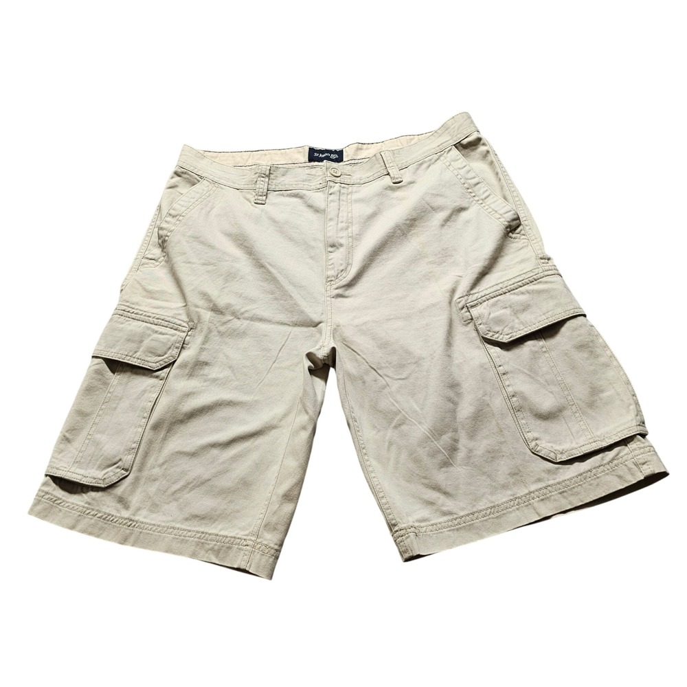 St. John's Bay Cargo Shorts Mens 36 Khaki Tan Cotton Twill Relaxed Utility Short